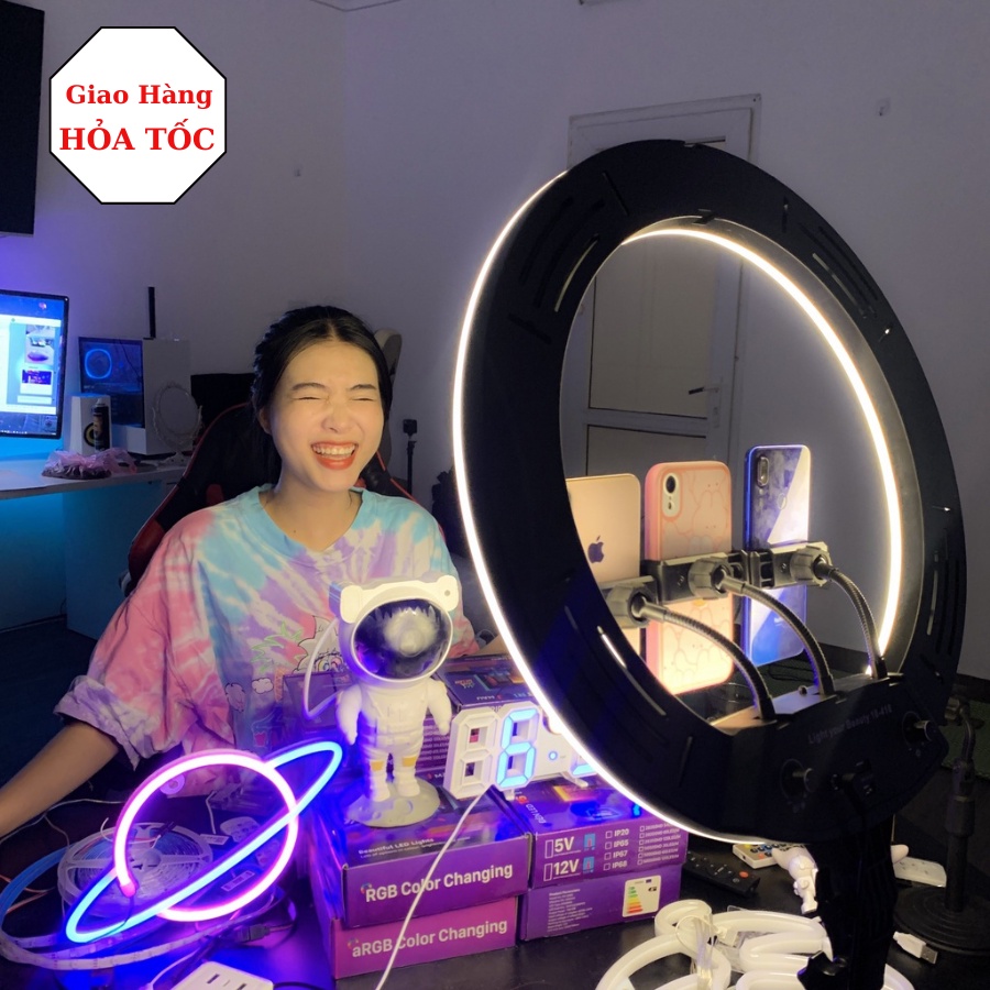 Đèn livestream SIÊU SÁNG size 26 30 33 36 45 54 bán hàng chuyên nghiệp, combo bộ cây livestream kèm chân 2m1