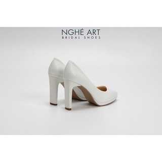 Giày cưới Nghé Art basic mũi đúp trắng 237