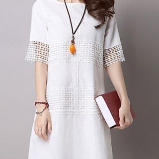 Đầm suông phối ren