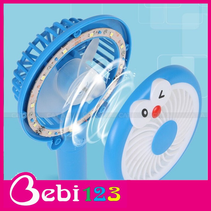 Quạt Cầm Tay Pin Có Đèn Hình Ngộ Nghĩnh Cho Bé