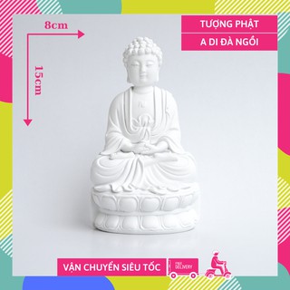 Tượng phật a di đà ngồi trắng ngà - cao 15cm