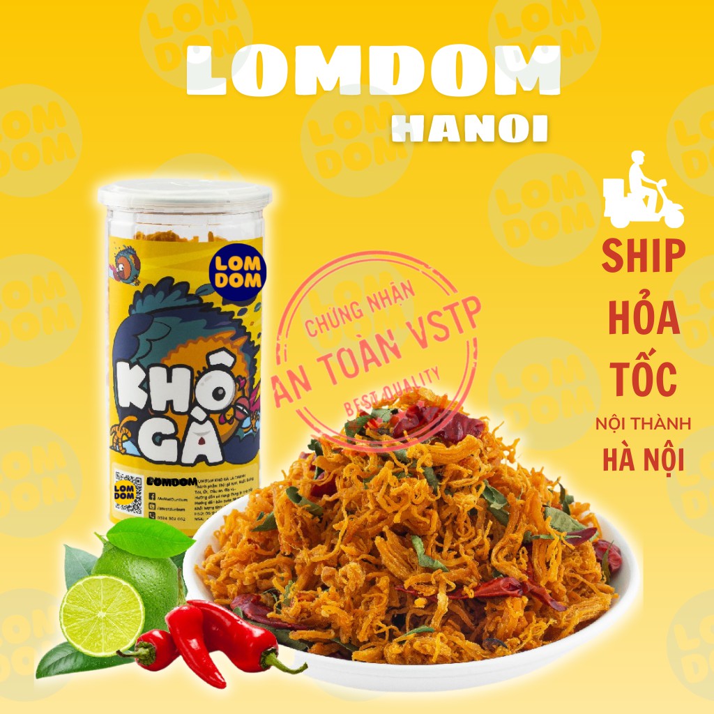 Khô gà lá chanh xé cay 200g LomDom food đồ ăn vặt Hà Nội