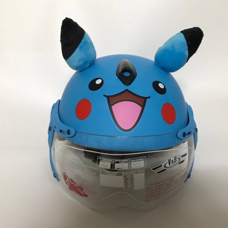 Nón bảo hiểm trẻ e siêu cute-nón có kính pikachu