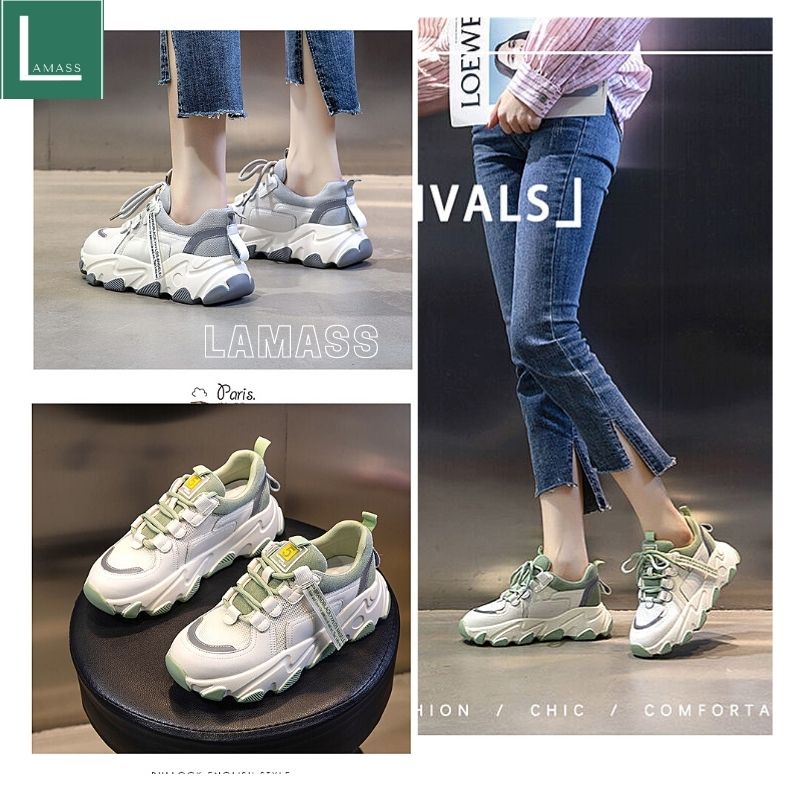 Giầy thể thao nữ -giầy thể thao sneaker nữ độn đế 3 phân siêu sành điệu tôn dáng trẻ chung năng hàng full box -LAMASS