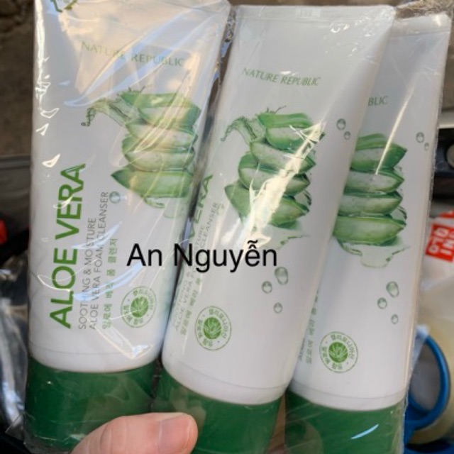 [🇰🇷] SET BỘ 3-450ml-SỮA RỬA MẶT NATURE REPUBLIC NHA ĐAM 150ml-SOOTHING & MOISTURE ALOE VERA FOAM CLEANSER