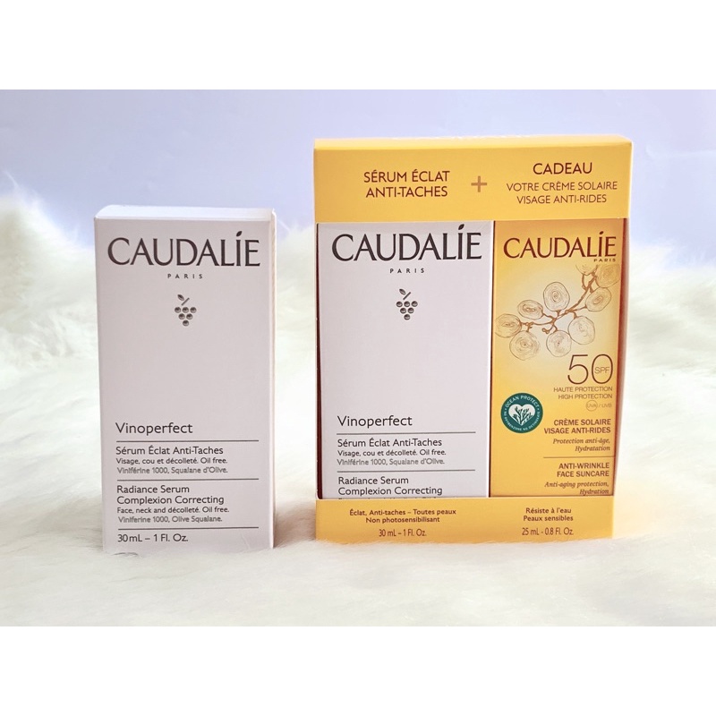 Set serum Caudalie vinoperfect tặng kem chống nắng