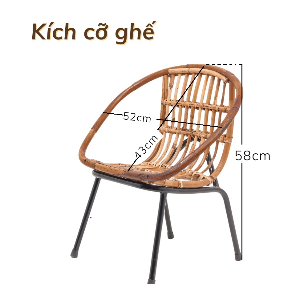 (Combo siêu tiết kiệm) Bộ bàn ghế mây sò tự nhiên và bàn gỗ xà cừ, phù hợp làm quán Cafe / ban công gia đình / Homestay