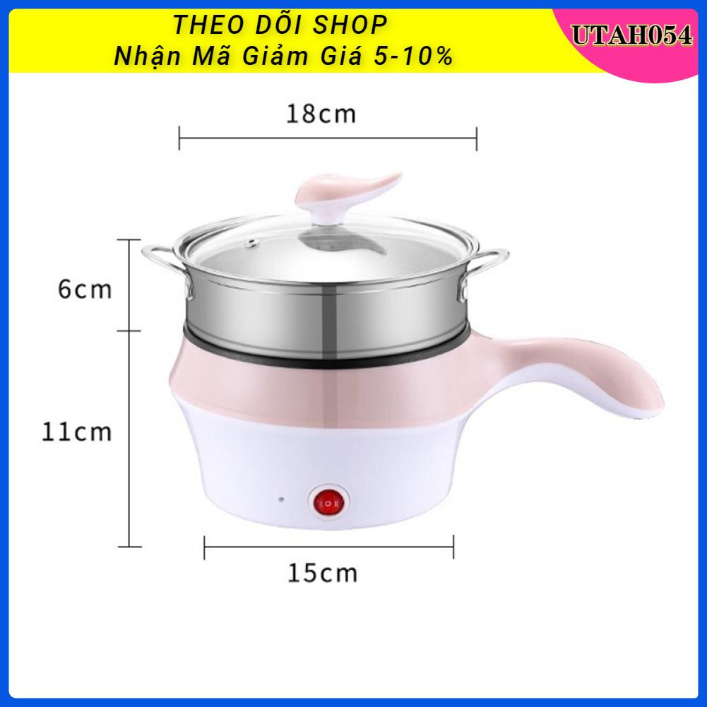 [Hàng Sẵn] Nồi Điện Mini đa chức năng Hai Tầng Kèm Khay Hấp có thể Chiên, Xào, Nấu ăn, nấu cơm, nấu lẩu【Utah054】