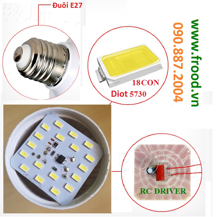 Bóng đèn LED tiết kiệm 5w hoặc 9w sáng trắng hoặc vàng | BigBuy360 - bigbuy360.vn