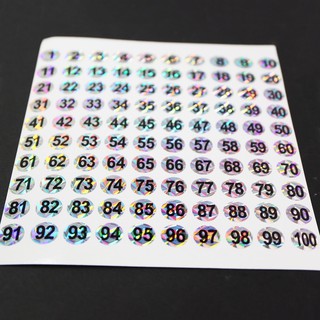 Tem dán số chai sơn, Tấm dán từ 01-100