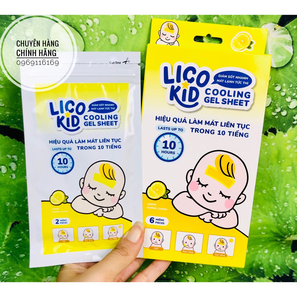 Miếng dán hạ sốt, giảm đau tức thì Lico Kid - Combo 6 miếng dán hạ sốt có hương thơm dễ chịu
