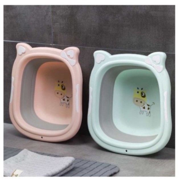 Chậu Rửa Mặt Gấp Gọn Hình Chú Bò Sữa Cho Bé Hàng Quảng Châu Cao Cấp (PK1)