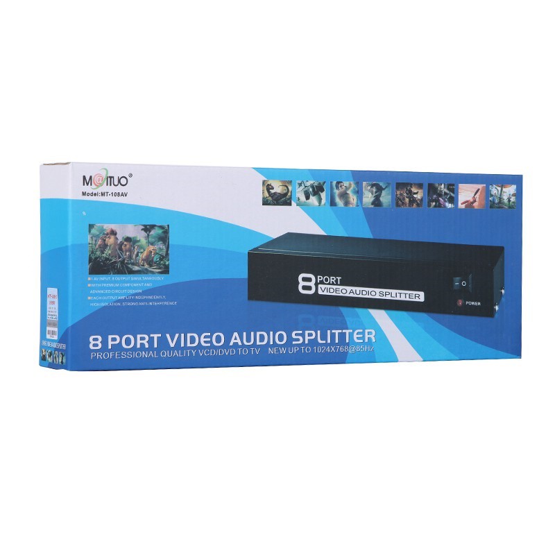 [Mã 253ELSALE hoàn 7% đơn 300K] Bộ chia tín hiệu AV (Video &amp; Audio) 1 ra 8 VIKI - AV Splitter 1 in 8 out