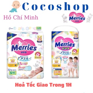 Tã bỉm quần/ dán Merries các size Nb90/ S82/ M64/  L54/ M58/ L44/ XL 38/ XXL26 Hàng nhập khẩu công ty Kao