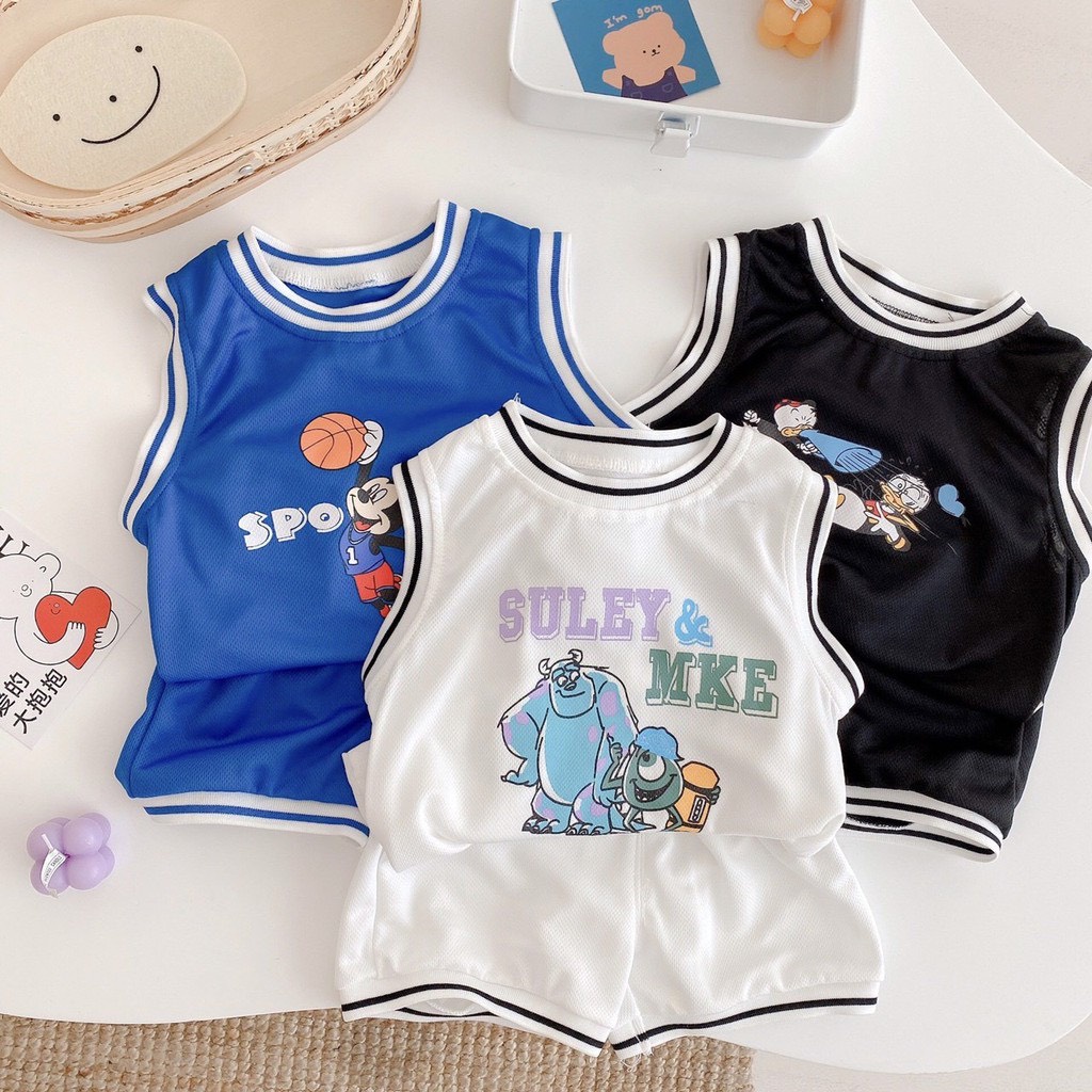 Bộ Ba Lỗ Bóng Rổ Cho Bé Chất Cotton Thông Hơi Cao Cấp, Đồ Bé Trai Từ 6-25kg