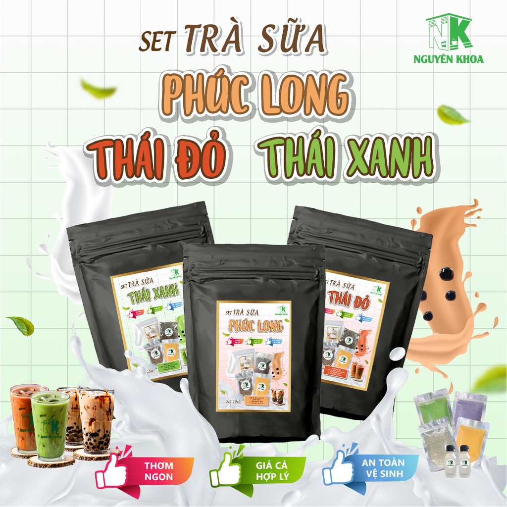 Set Trà Sữa Tự Pha Vị Phúc Long, Thái Xanh, Thái Đỏ - Dễ Pha, Thơm Ngon, An Toàn - Shop NGUYENLIEUGIASI.VN