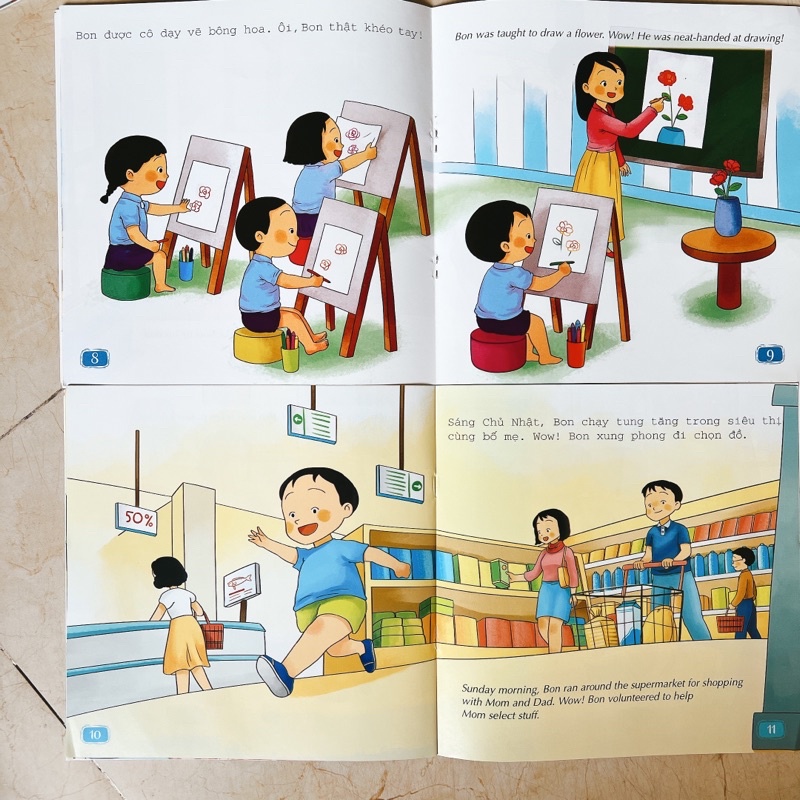 Bộ 4 Kỹ Năng Giao Tiếp Bé Bon Song Ngữ Cho Bé - Kèm File Nghe TL210210