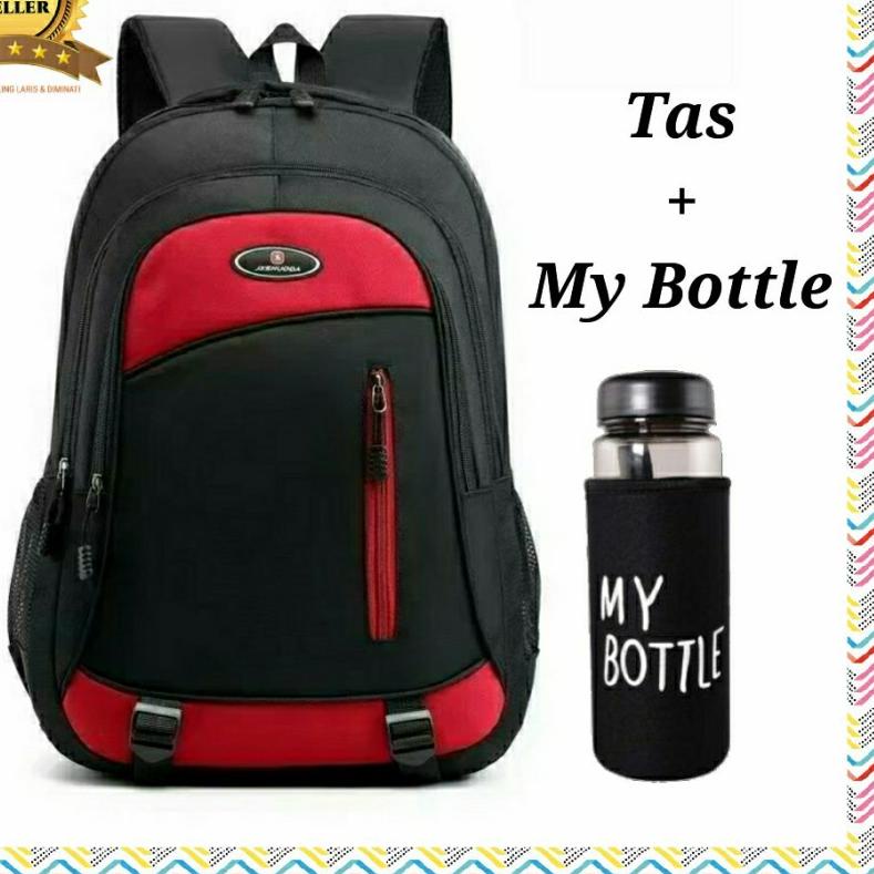 ۝ Ba Lô Học Sinh Trung Học Cho Tuổi Teen Plus My Bottle - Đen Đỏ Đen Giá Rẻ Z5W