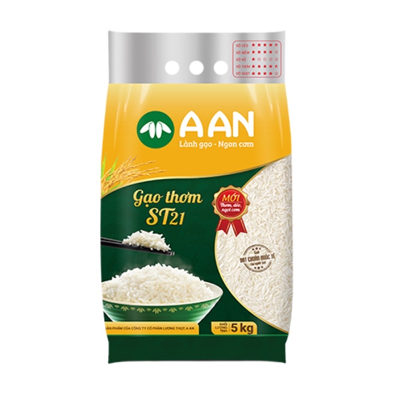 Gạo ST21 dẻo ngọt thơm cơm chính hãng A An đặc sản Sóc Trăng 5kg