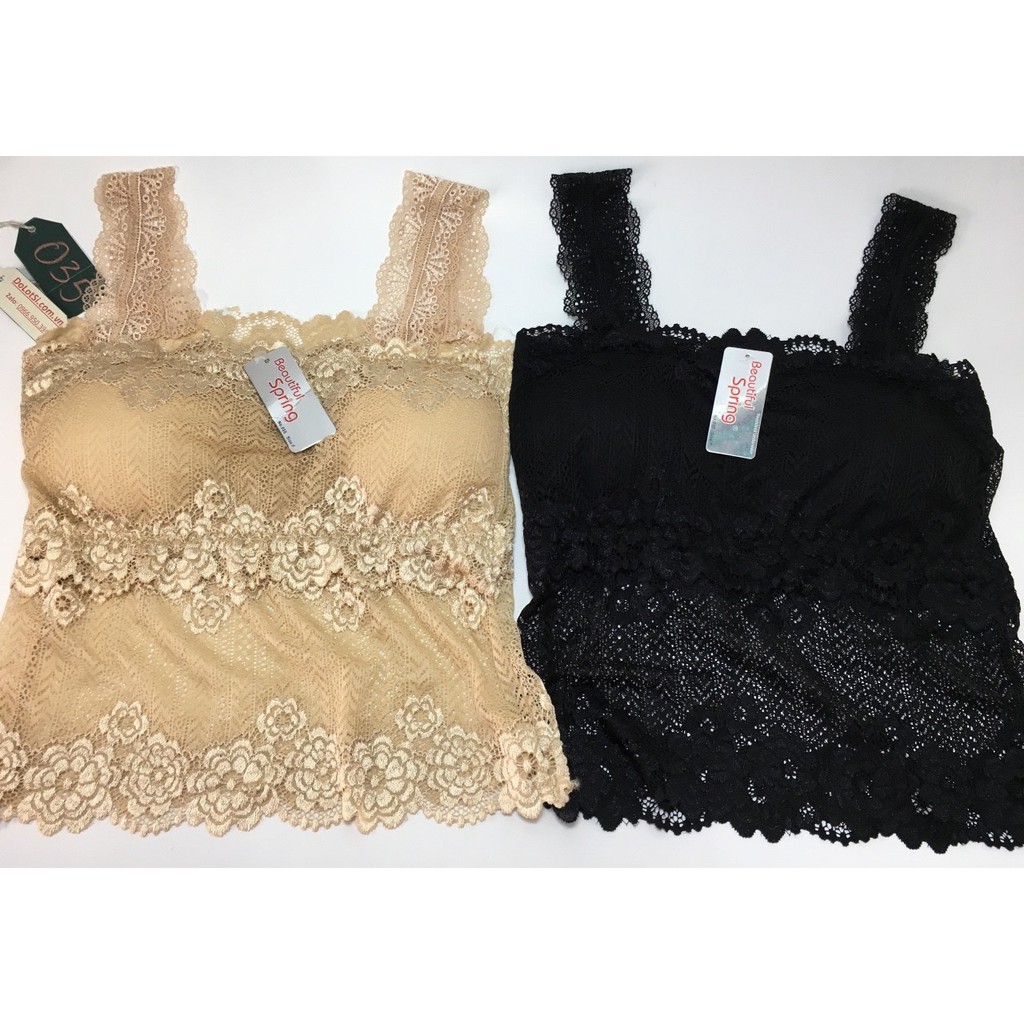 ÁO LÁ BRA REN DÁNG DÀI CÓ MÚT LÓT NGỰC MS035