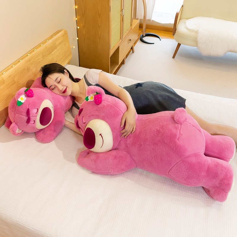 Gấu Bông , Gấu Dâu Lotso Huggin Bear Lông Xù Cao Cấp Tai Dâu Nằm Quà Tặng Valentine