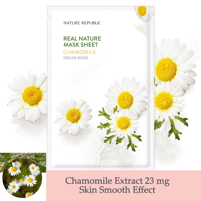 Combo 10 Mặt Nạ Giấy Làm Dịu, Giảm Kích Ứng Da Nature Republic Real Nature Mask Sheet 23mlx10 - Chamomile