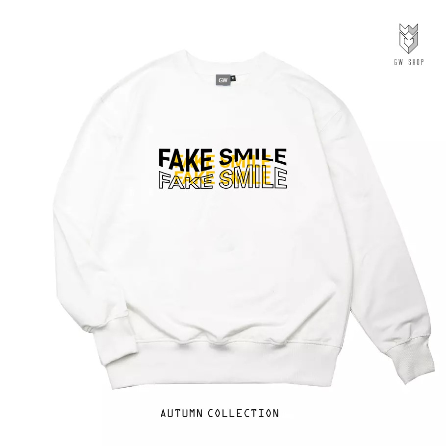 Áo sweater nỉ da cá nam nữ F4ke Smile áo nỉ cá tính form rộng - GW Shop