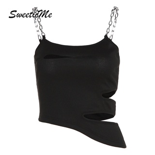 SweeticMe Women's Clothing 2022 New Fashion Sling One-Shoulder Slim Hollow Backless Strap Top