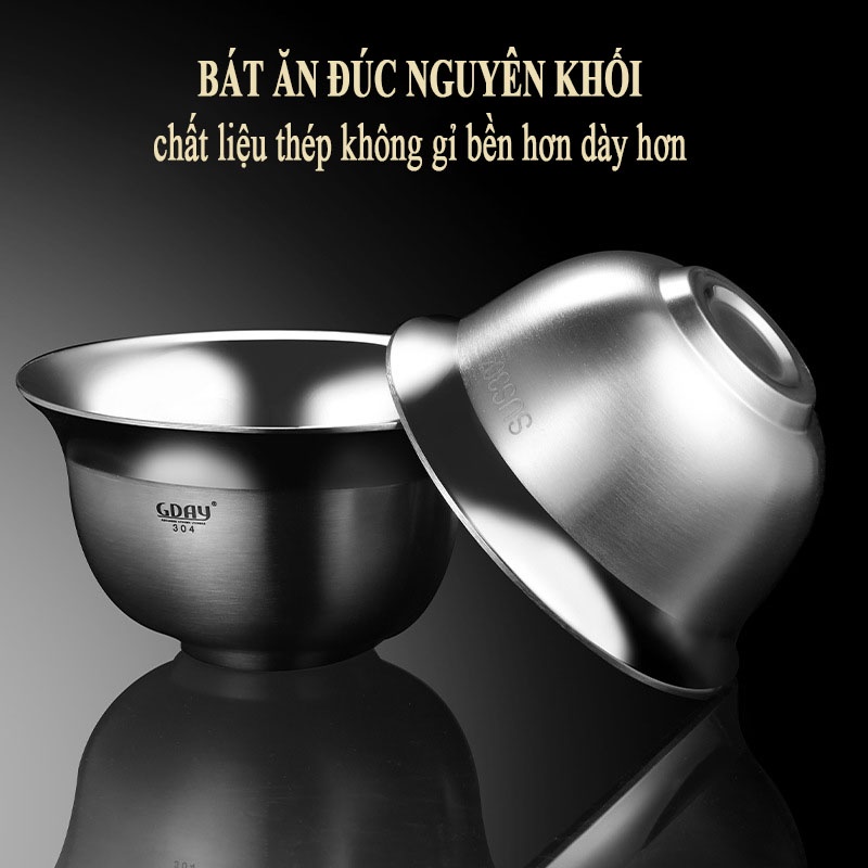 Bát inox 304 hoàng cung GDAY , cứng, bền, cách nhiệt, tô inox - HVL TEA