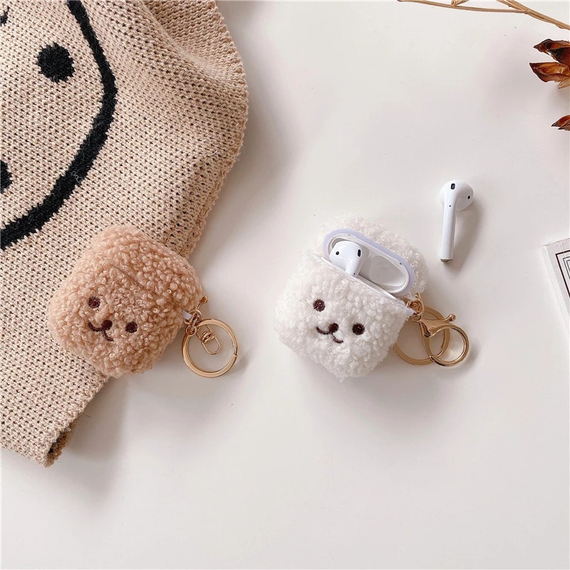 Vỏ Bảo Vệ Hộp Sạc Tai Nghe Bluetooth Airpods 1 2 Pro Bằng Vải Bông Hình Chú Chó Teddy