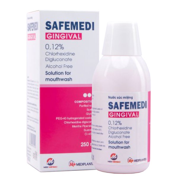 Nước súc miệng Safemedi Gingival 250ml - Chlorhexidine - Sát khuẩn hầu họng - phòng dịch Covid