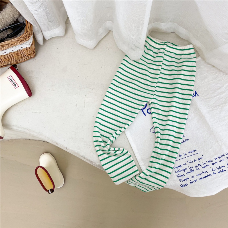 Quần Legging Cotton Kẻ Sọc Phong Cách Hàn Quốc Cho Bé Gái