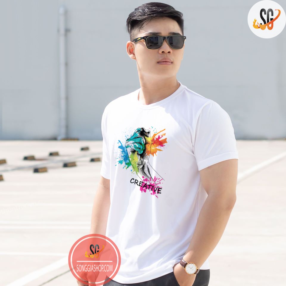 Áo thun unisex nam nữ hội nhóm CREATIVE độc đáo phông trắng cổ tròn thun cotton mềm mịn ANL1002 | SG