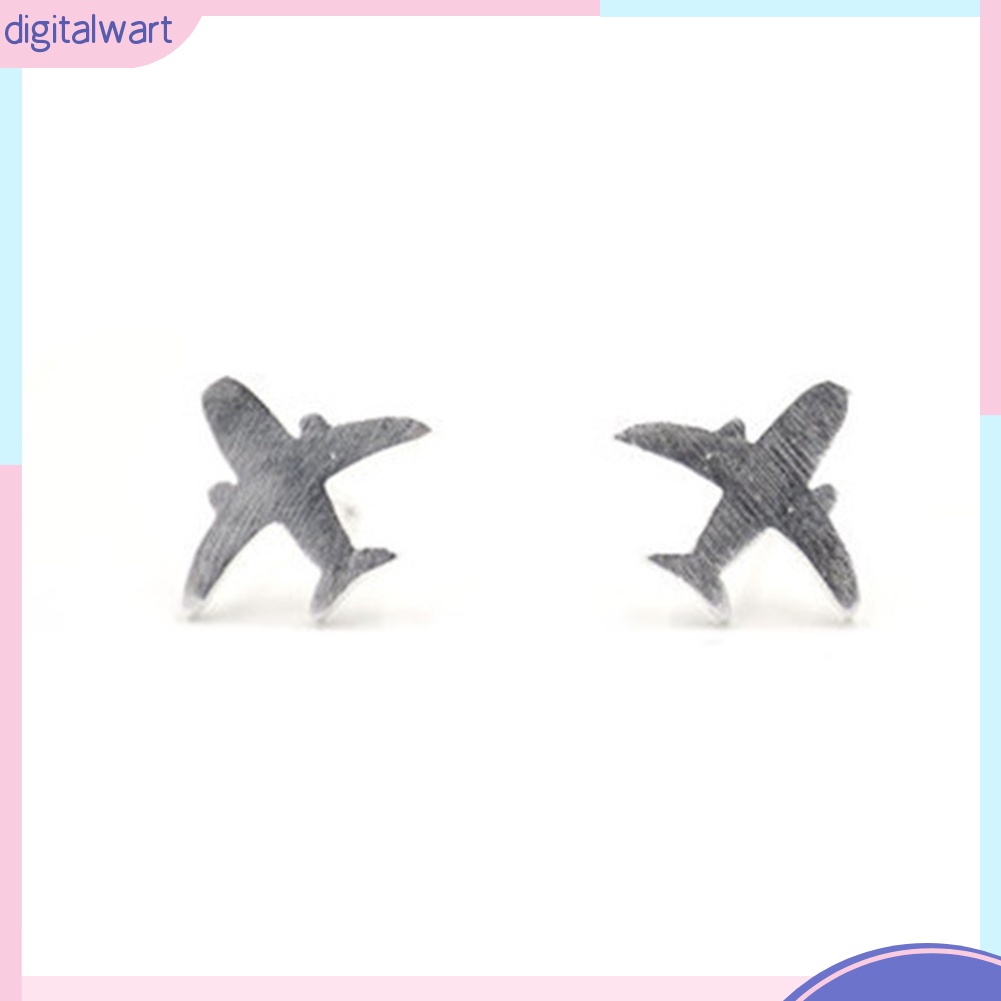 Đôi khuyên tai mạ bạc trang trí hình máy bay độc đáo