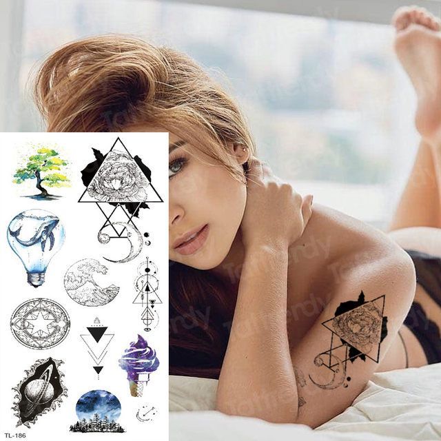 Hình xăm tatoo hiện đại thời trang nghệ thuật tạm thời, size vừa nhiều mẫu tl186