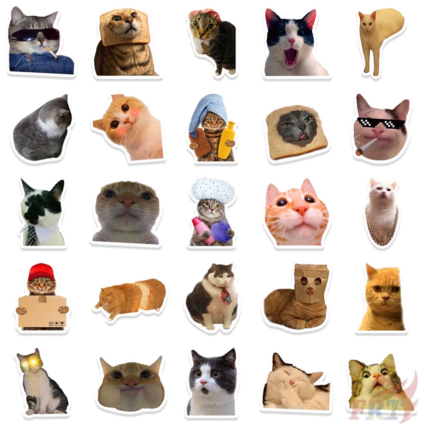 ❉ Sticker Dán Trang Trí Hình Mèo Emoji Ngộ Nghĩnh 01 ❉ Bộ 50 Sticker Chống Thấm Nước Họa Tiết Doodle Hợp Thời Trang