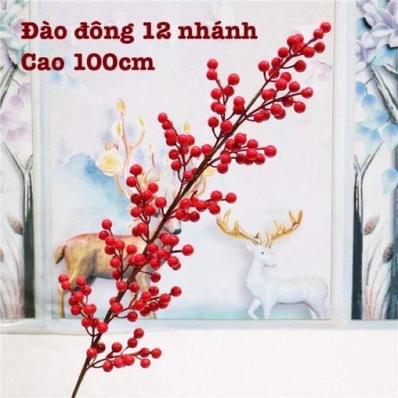 Đào Đông giả/ Cành đào đông đỏ hút tài Lộc 12 nhánh dài 1m loại 1