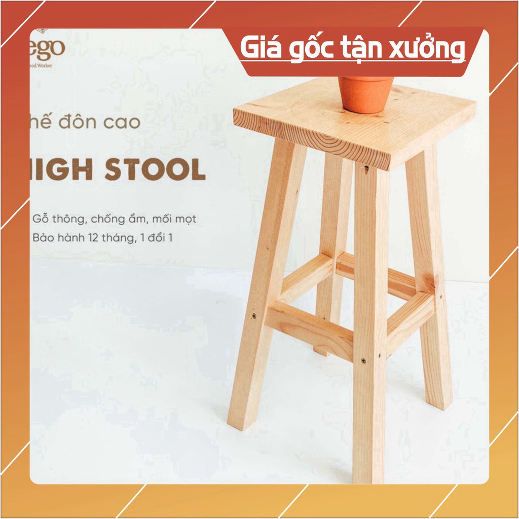 (Giá tại xưởng) Ghế đôn cao 60cm Ghế trang trí decor gỗ thông Bàn ngồi ban công