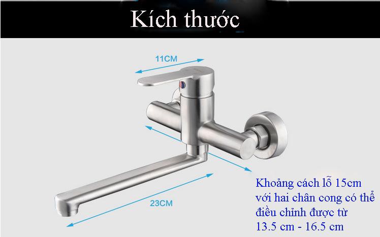 Vòi rửa bát gắn tường nóng lạnh INOX 304