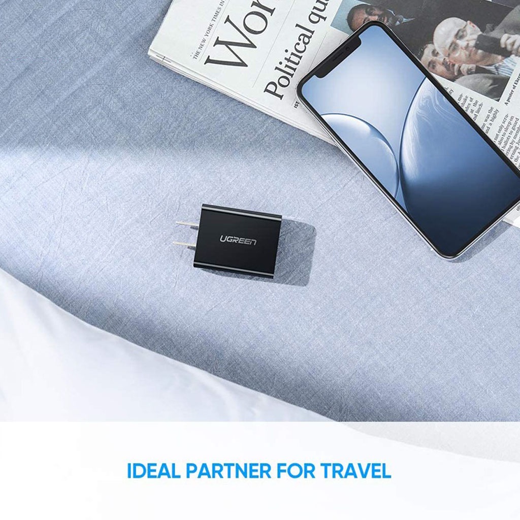 Ugreen 60495 - Củ sạc nhanh 18W chuẩn USB-A hỗ trợ QC 3.0 cao cấp CHính Hãng CD122