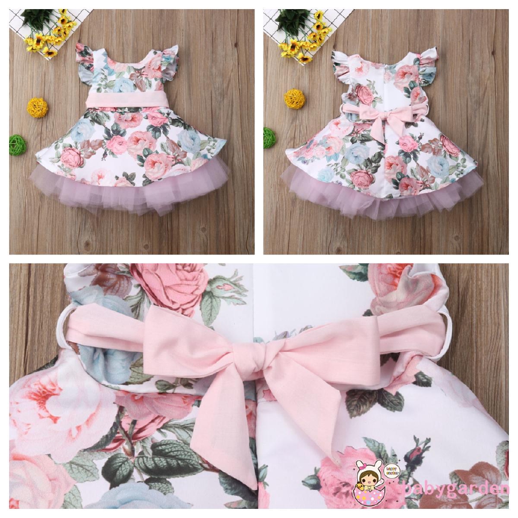 Đầm Xoè Tutu Sát Nách Hoạ Tiết Hoa Cho Bé Gái 6 Tháng-4 Tuổi