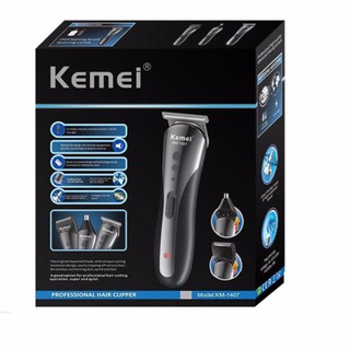 Tông đơ cắt tóc kiêm cạo râu, tỉa lông mũi 3in1 kemei 1407