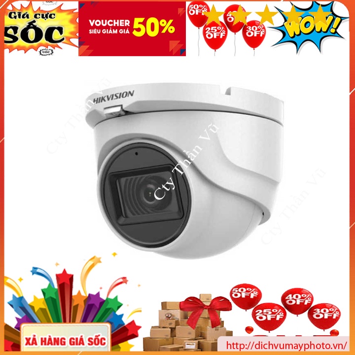 Camera DS-2CE78D0T-IT3FS ghi hình TVI Hik 2MP Dome vỏ sắt Có Mic và Hồng Ngoại 40m kholinhkien