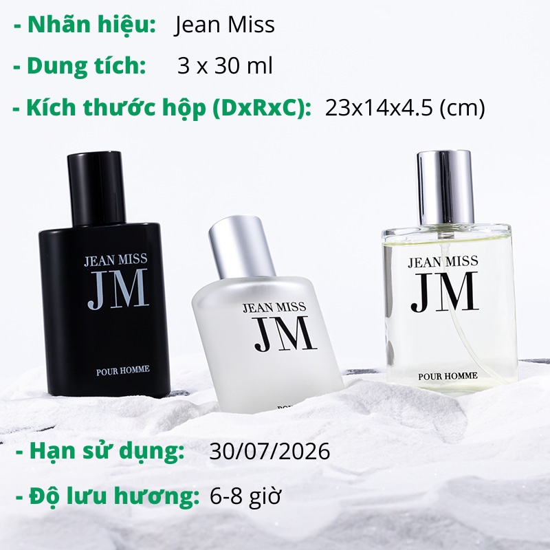 Bộ 3 sản phẩm quà tặng nước hoa nam Jeanmiss