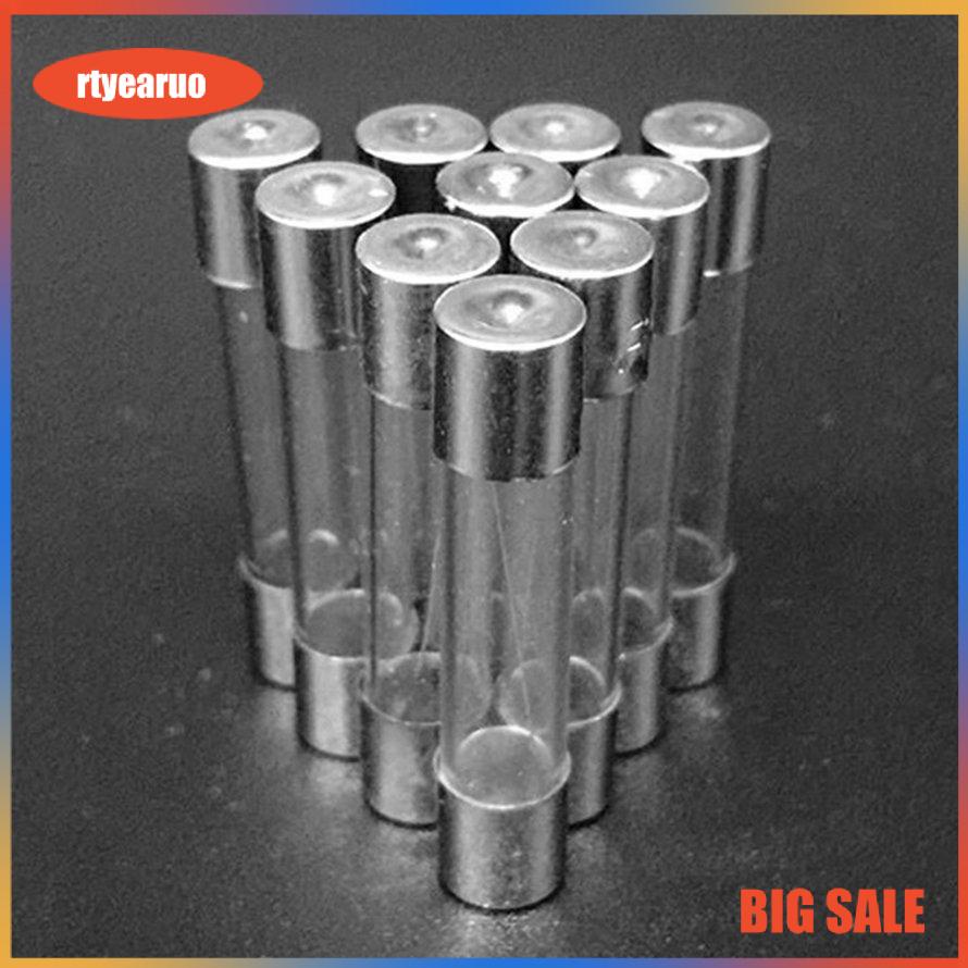 50PCS 6x30mm Fast Blow Fuse Glass Tube Fuse Assorted Mixed Kit Insurance Tube 0.5A/1A/2A/3A/5A/6A/8A/10A/15A/20A