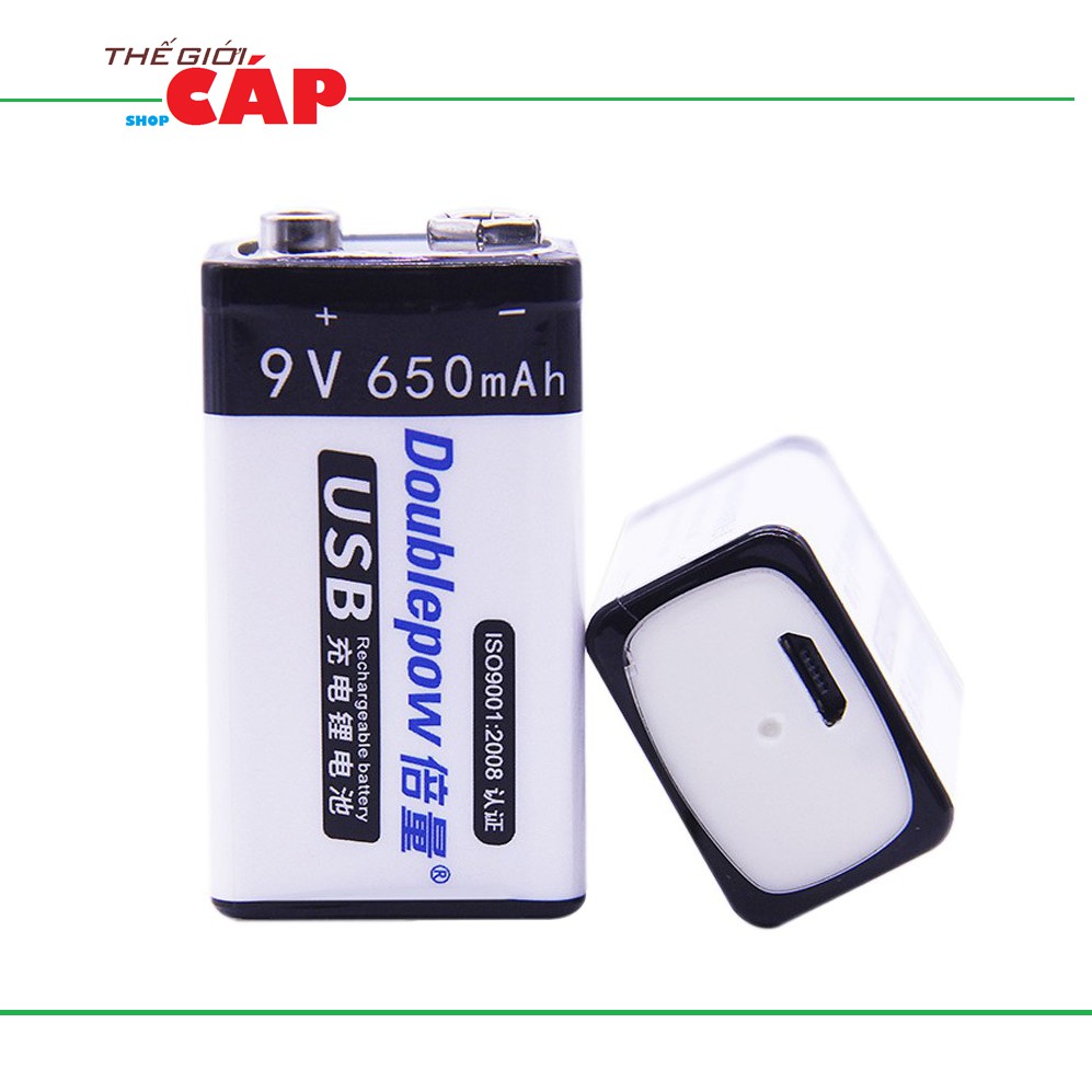 Pin Sạc Cổng Micro USB Doublepow 9V 6F22 650mAh