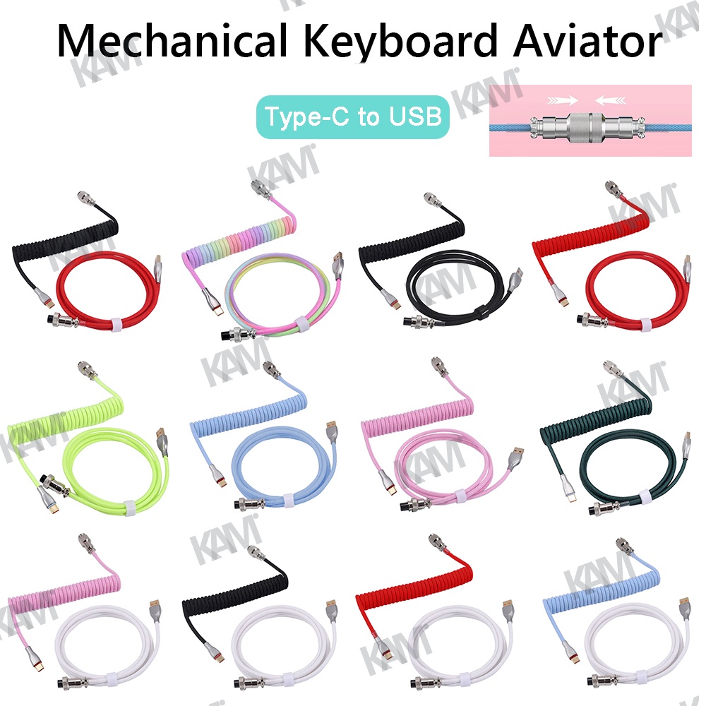 Kam 104keys Bàn phím cơ học Cáp cuộn Loại C Cổng USB tùy chỉnh Cáp 3M Thí điểm Cáp cuộn cho phụ kiện bàn phím chơi game Máy tính Máy tính để bàn Trang trí máy tính