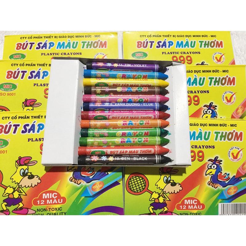 Hộp 12 Bút Màu Thơm- Mic 999- Bút Sáp Màu Dễ Thương Cho Bé