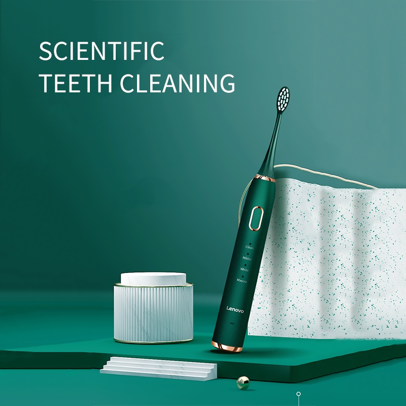 LENOVO Bàn Chải Đánh Răng Điện 4 Chế Độ Siêu Âm Chống Thấm Nước IPX7 Thông Minh Có Thể Sạc bàn chải điện