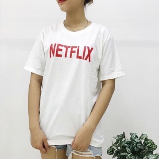 Áo thun tay cộc in chữ netflix